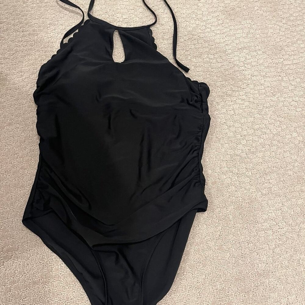kona sol swimsuit size XL keyhole black halter